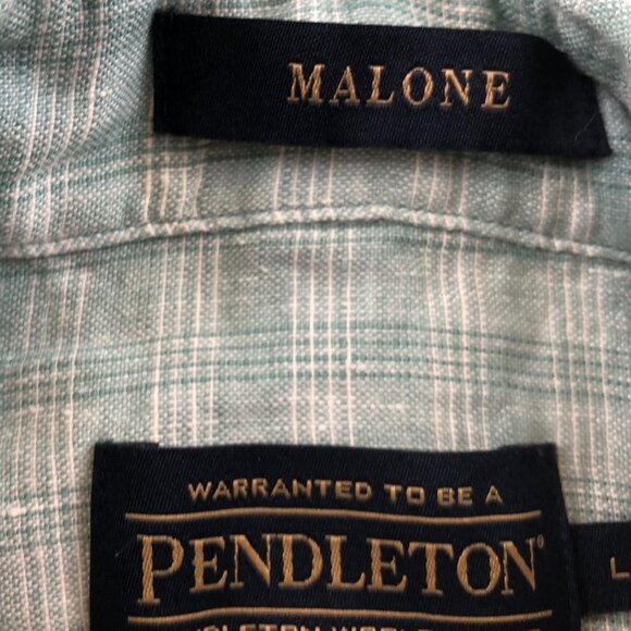 Pendleton Mens Malone Shirt Large Short Sleeve Linen Button Up Plaid Casual - Picture 7 of 10